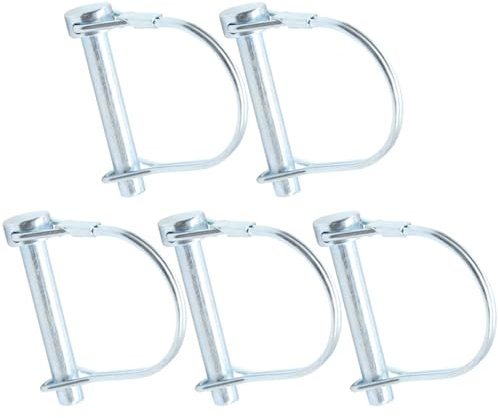 Hocansen 5 Pezzi Albero di Bloccaggio Perno 8x50mm Vite di Bloccaggio Perno Perni a forma di D per Rimorchi,Prato e Giardino (DX/8x50mm)