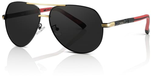 Olwen XXL Aviator Sunglasses For Large Heads (Polarized), Extra Large, Big and Tall, XL + Free Hard Case