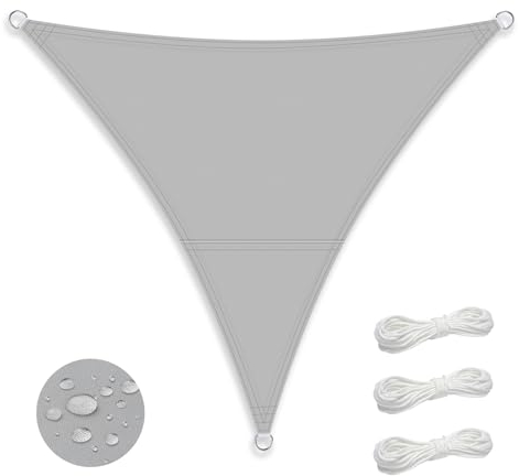 OrLume Vela Ombreggiante Impermeabile 3x3x3m triangolare, Tenda a Vela da Sole Telo Parasole PES Protezione 95% UV per Esterno, Balconi, Giardino, Terrazza, Grigio