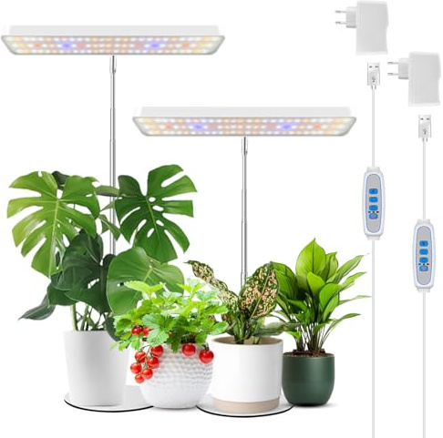Wiaxulay Pflanzenlampe LED, 11in Vollspektrum Wachstumslampen with Sockel | Pflanzenlicht für Zimmerpflanzen Hydrokulturen, Höhenverstellbares, Auto Timer 6/12/16Hrs, 3 Lichter Modi und 5 Helligkeit