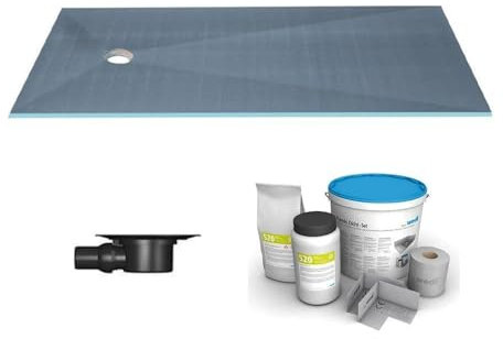 Receveur de douche à carreler 180 x 90 WEDI Fundo Primo rectangle écoulement excentré + bonde horizontale + kit d'étanchéité