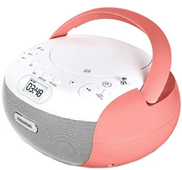 Portable Boombox Portable CD Player with Bluetooth, Remote Control, FM Radio, USB MP3 Playback, Headphone Jack Repeater Hi-Fi Home Audio Boombox(Pink)