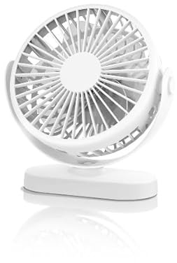 Eden pulse Ventilatore rotondo da tavolo, 3 velocità, 5 pale, oscillante, ricaricabile USB, luce notturna