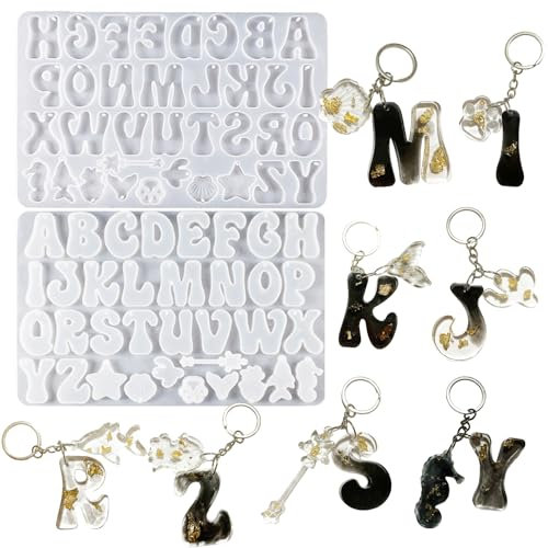YRIHJIXQ Buchstaben Silikonform mit Löchern Alphabet Formen für Epoxidharz Silikonform Schlüsselanhänger Epoxidharz Set Anfänger