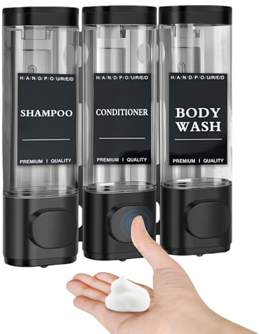 3 Kammern Seifenspender Wandbefestigung Set, Seifenspender Wandmontage, Seifenspender Bad, Seifenspender Zur Wandmontage, Wandmontage Manueller Einkopf, Ohne Bohren, Für Bad, Küche, Büro
