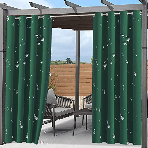 Rideaux d'extérieur imperméables 80 x 180 cm avec œillets en acier inoxydable coupe-vent à isolation thermique pour terrasse, salle à manger