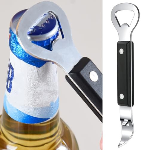 Manual Can Opener and Can Punch Opener, Dual-Ended Wall Mounted Bottle Opener, Stainless Steel Opener for Beers Cans Beverages, Small Bottle Opener Can Tapper for Camping and Traveling