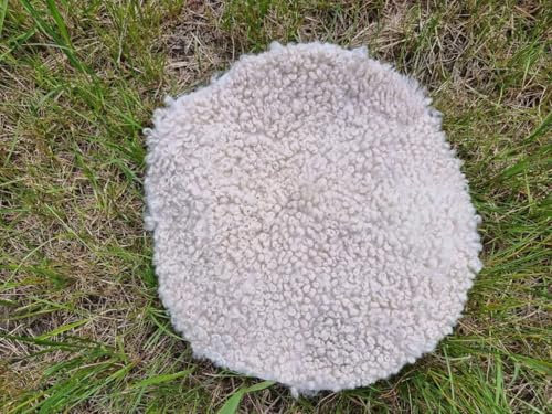 Provellus TOP Sitzauflagen Kissen Natur Fell Auflage Wollkissen Fellkissen vernäht (Beige Rund 37cm)