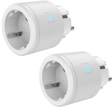 Wothfav Enchufe Inteligente 16A, Smart Plug con Temporizadore & Monitor de Energía, Tomada Inteligente Programable con Temporizador & Control Remoto, 2 Piezas