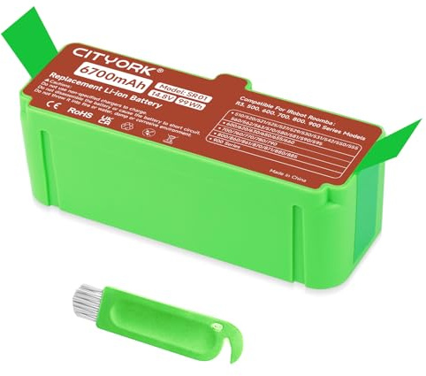CITYORK 6700mAh Li-Ion batería para iRobot Roomba 800/700/600/500 Series, para iRobot Roomba 880 895 890 876 875, 790 776 770, 690 697 692 680 671 670 650 615 606 605, 580 560 555 550 530 520 510