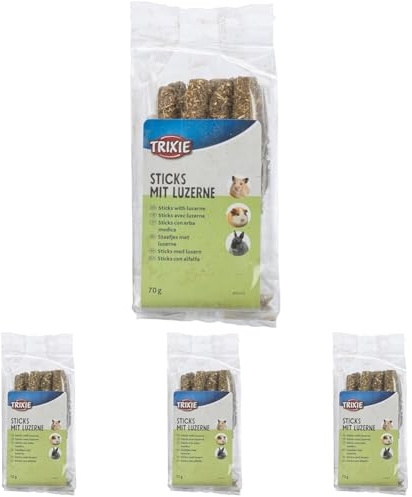 Trixie - Caramelle Naturali con Bastoncini di Erba Medica, roditori o Conigli. - TR-60314-60 g (Confezione da 4)