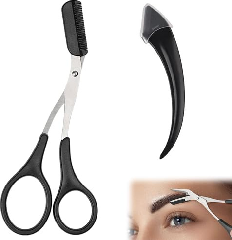 2 Stück Augenbrauentrimmer, Beauty Augenbrauenschere, Schwarze Damen Augenbrauen Schere, Edelstahl Beauty Augenbrauentrimmer, Trimmer für Frauen und Männer (Schwarz)