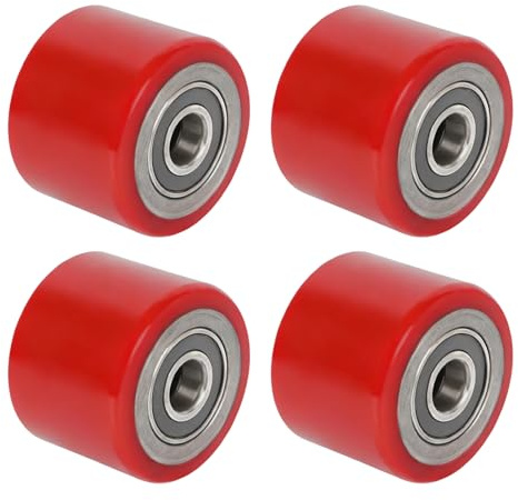 4 Stück Hubwagenrollen Polyurethan 80 x 60 mm, Achse 20 mm inkl. Kugellager, Hubwagenrolle Laufrolle Ersatzrolle Max. Belastung 600 KG, Rollen für Hubwagen