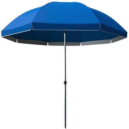 Parasol d'extérieur avec Inclinaison,Parasol de Table de Marché Rond avec Baleines Robustes, Protection UV, étanche pour Jardin, Arrière-cour, Terrasse, Piscine, bleu(220cm/7.2ft)
