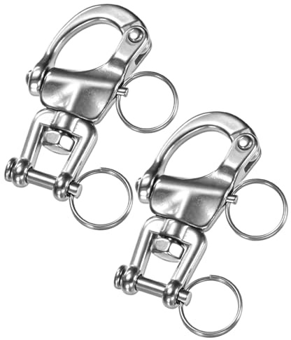 TIXIPEM Swivel Snap Shackles [2PCS] - 316 Stainless Steel Jaw Anchor Swivel Clevis Shackle Use for Sailing Rigging & Camping & Marine - [70MM/2.76IN-500 KG] Quick Release Snap Hook