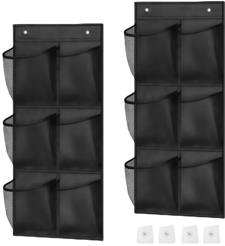 BAIFULAI 2 Stück Schuhorganizer Hängend, 6 Große Masche Taschen Organizer über der Tür Schuhhalter Ohne Bohren Faltbarer Hängender Schuhaufbewahrung für Schrank Wohnmobil Schlafzimmer Wohnzimmer