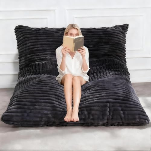 SXBCyan Fodera Poltrona A Sacco Gigante in Peluche for Adulti (Senza Imbottitura), 140x180cm Pouf Rettangolare Spessa Morbida, Copridivano, Relax, Salotto, Futon, Puff(140x180cm-dark Grey)