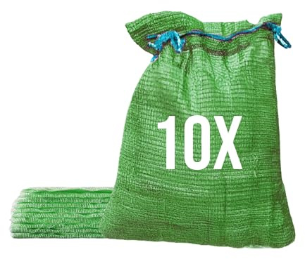 Bazko 10 Stück Raschelsäcke 35x50 cm 5 kg | grün | Netzsäcke mit Zugband | Kartoffelsack Zwiebelsäcke, Netzsack Brennholz Kaminholzsäcke