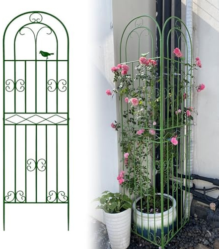 Grande graticcio verde da giardino per piante rampicanti, decorazione ad arco per esterni, per rose, viti, edera, uva, cetrioli e clematide, 220 x 50 cm, ideale per prato e cortile