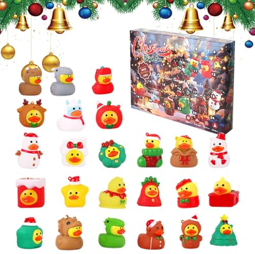 Weihnachts Ente Adventskalender, Adventskalender Mit Bade-Enten-Spaß Als Partygeschenk, 24 Tage Mini Sammelfiguren Für Die Ganze Familie Festtagsdekoration