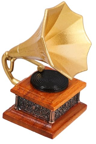 FRCOLOR Mini Gramophone Miniature Vintage pour Maison de Poupée Accessoire Décoratif Chic et Réaliste pour Scènes Miniatures et Photographie