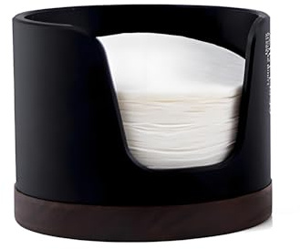 Coffee Filter Holder Espresso Paper Filter Holder with Lid Compatible with 51mm /53mm /54mm /58mm Round Disposable Puck Screen Paper Filters Storage Container, Black