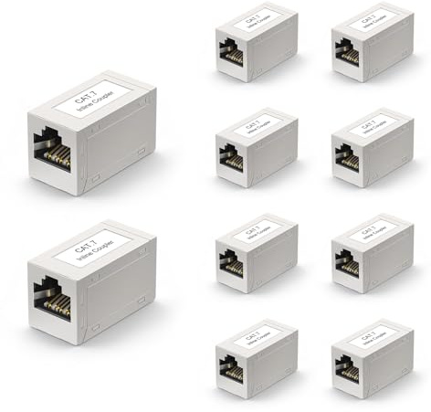 VCELINK RJ45 Kupplung, Cat7 LAN Verbinder, 10 Gbit/s, 10 Stück | Vergoldeten Kontakten LAN Adapter, Kabel Verlängerung für Cat7 Cat6A Cat6 Cat5e Cat5 Netzwerkkabel, Patchkabel