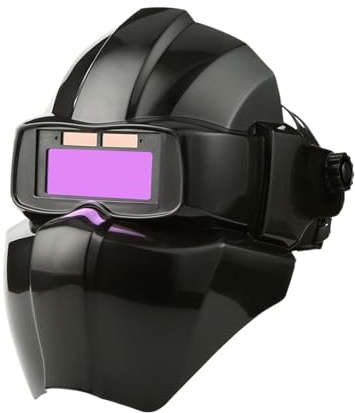 Cagoule de soudage avec fonction d'obscurcissement automatique - Blocage de la lumière réglable pour les travaux de soudage et l'équipement de sécurité au travail | Protection du visage lors de la