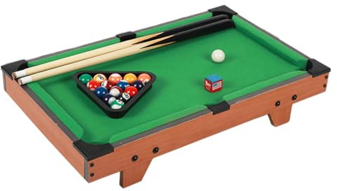 mophrati Mini Tavolo da Biliardo Premium con Palline Colorate e Strumenti di Installazione, Sala Giochi, 2 Stecche da 50 cm e 1 Borsa a Rete. Triangolo di Supporto per Biliardo scrivania per Ufficio