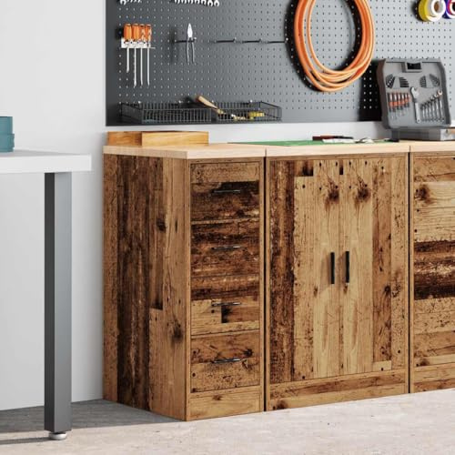 LoogCape Industriskåp, verktygsskåp, metallskåp med vingdörrar, universalskåp av robust material för verkstad, lager, kommersiell, låsbar, med lådor och hylla