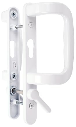 Trojan Sparta 90mm (PZ) Fuhr White Sliding Patio Door Handles with Inline Locking Lever, and Powder Coated Durable Finish.