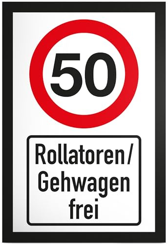 DankeDir! 50 Jahre Rollatoren Gehwagen frei Schild - Geschenk 50. Geburtstag Geschenkidee Geburtstagsgeschenk Fünzigsten Geburtstagsdeko Partydeko Party Zubehör Geburtstagskarte