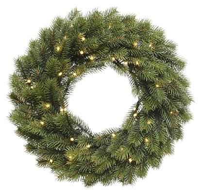 Kaemingk Couronne de l'Avent, Ø 40 cm, 49 LED, fonction minuterie, couronne de sapin,