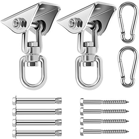 Awroutdoor 2 Pezzi SUS304 Acciaio Inossidabile Gancio per Soffitto Gancio Girevole Yoga Amaca Sacco da Boxe