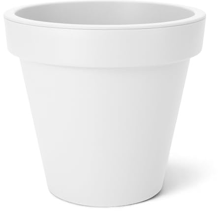 Spetebo Kunststoff Pflanzkübel S rund Ø 30 cm - weiß - Blumenkübel groß für Außen und Innen - Garten Pflanztopf Blumentopf Pflanzgefäß Übertopf