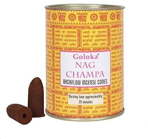 GOLOKA Nag Champa Backflow - Conos de incienso en lata de presentación