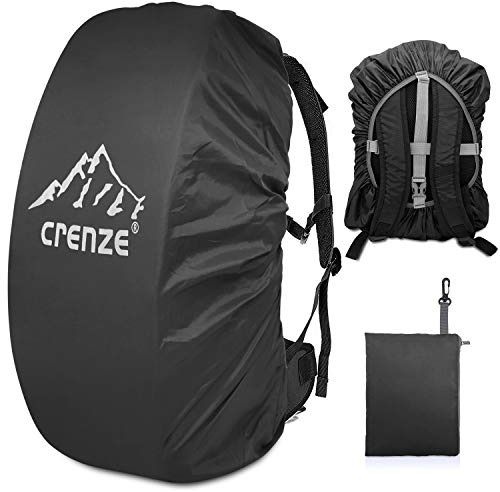 Crenze Funda Impermeable para Mochila(15-90L), Cubre Mochila Lluvia con Hebilla Ajustable, Universales Protectores Bolso con Patrón Reflectante para Ciclismo, Escalada, Viajes