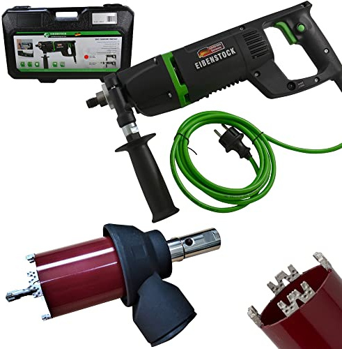 Eibenstock Kernbohrmaschine EHD 1500 mit Diamant Dosensenker & mehr | Inklusive Staubabsaugung mit Vierschneiderbohrer. Zum Bohren von harten Kalksandstein, Klinker, hartes Mauerwerk & Ziegel