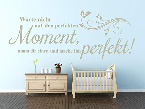 timalo® Modernes Wandtattoo fürs Wohnzimmer Spruch – Warte nicht auf den perfekten Moment | 11008-Enzian-G-58x23
