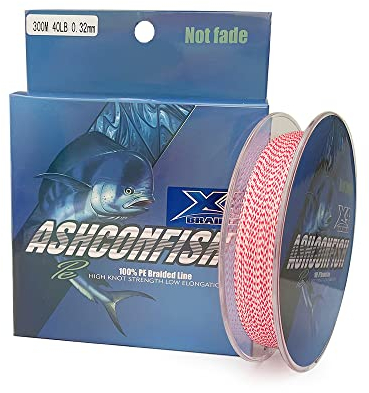 Ashconfish Angelschnur, sehr starker Seefischdraht, Abriebfestigkeit, geflochtene 100 m - 2000 m, 6 lb 10 12 300 lb, 4 Stränge & 8 Stränge, echte Farbechtheit, Rot x Weiß, Herren, 6LB 0.10mm-328 yds