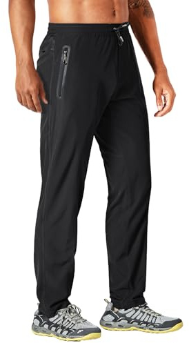 MAGCOMSEN Men's Running Pants Lightweight Hiking Pants Athletic Outdoor Sports Water Resistant Sweatpants Blue Grey, 32