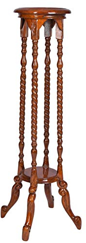 PALAZZO INT BLUMENSTÄNDER IM KOLONIALSTIL – Antiker Blumenständer aus massivem Mahagoniholz Handgeschnitzt Beistelltisch Blumensäule Podest Vintage Deko Unikat Höhe 102 cm Ø 25 cm
