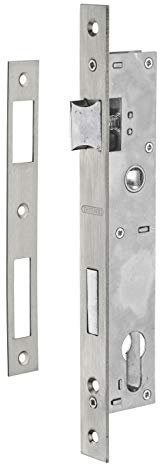 THIRARD - Scatola Serratura Infilare a Cilindro - Asse 21 mm - Inox - Per Porte Metalliche - Bordi Quadrati - Cassa Acciaio - Frontale e Piastra Inox - Scrocco Lega Nichelata - Grigio