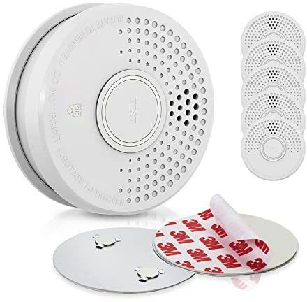 SHD OneConcept Detectores de Humo para Casa, 6X Alarmas de Incendio de Respuesta Rápida para Oficinas y Cocina, Detector Humo, Sensor Óptico con Función de Prueba, Mini Alarma Soporte Magnético