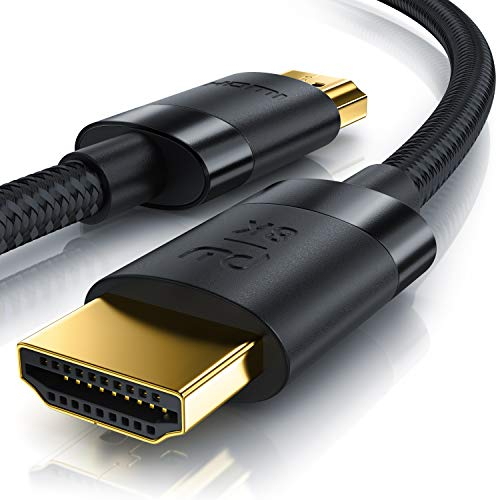 CSL - Cavo HDMI 8k / 4k 2.1/2.0-5m - 8K @ 60Hz / 120Hz - 4K @ 240Hz - 48 Gbps - 3D - Ultra High Speed con Ethernet - TV Blu-ray PS5 Xbox Series X Switch - nero - 5 metri