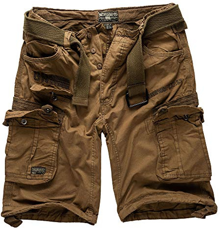 Geographical Norway Short Cargo Bermuda avec Ceinture Short Hunter en lot avec Bandana UD, M