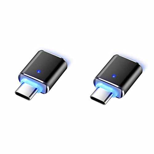 YSJJZRL Adattatore da USB C a USB, [2 Pack] Adattatore da USB C Maschio a USB 3.0, Adattatore OTG con indicatore Luminoso a LED Blu per telefoni USB-C, dispositivi con Porta di Tipo C-Nero
