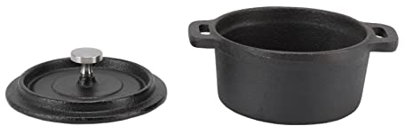 Dutch Oven Double, Dutch Oven,NonStick Shallow Cast Iron Pan,Stew Pans Traditional Style Thickened Ergonomic Handle Insulation Cast Iron Cooking Pot with Lid for Classic Cooking(Diameter: 10CM)