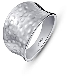 Amberta Damen Gehämmerter Ring aus 925 Sterling Silber