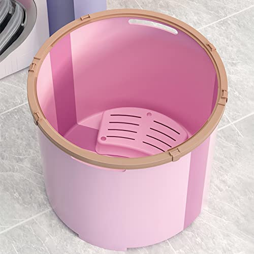 Vasca da bagno pieghevole portatile con sedile da bagno, vasca da bagno giapponese per box doccia, vasca da bagno pieghevole per esterni per bagno famiglia adulti bambini (rosa, taglia extra large)